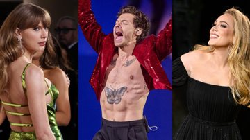 Taylor Swift, Harry Styles e Adele tiveram músicas retiradas do TikTok (Fotos: Getty Images)