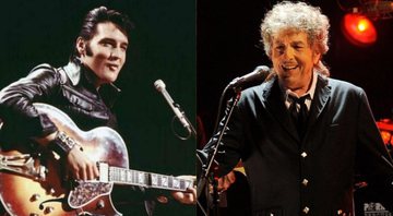 Montagem de Elvis Presley (Divulgação/NBC) e Bob Dylan (Chris Pizzello/AP)