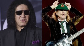 Gene Simmons (Foto: Sthanlee B. Mirador/Sipa via AP Images)/ Angus Young, do AC/DC (Foto: Kevin Winter / Getty Images)