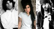 Jim Morrison, Amy Winehouse e Kurt Cobain - Aradlo Di Crollalanza/REX Shutterstock, Matt Dunham//AP/REX Shutterstock, Stephen Sweet/REX Shutterstock