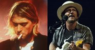 Kurt Cobain e Eddie Vedder (Foto 1: AP Images/ Foto 2: Amy Harris / Invision / AP)