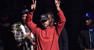 Kanye West durante o evento no Madison Square Garden (em Nova York, Estados Unidos), no qual ele lançou o álbum <i>The Life of Pablo</i> e a coleção Yeezy Season 3 - Rex Features/AP