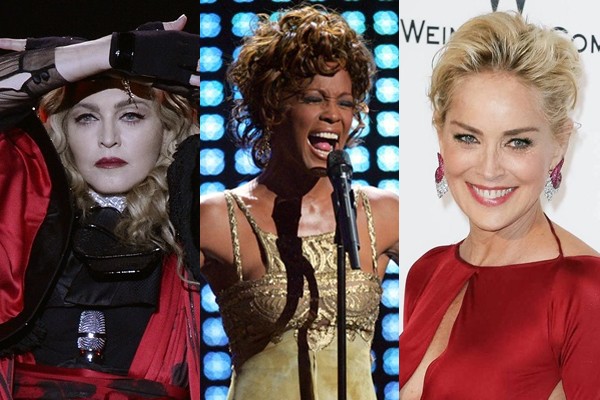 Madonna, Whitney Houston e Sharon Stone - AP/Reprodução/Facebook