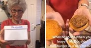 Senhora com a caixa e com o hambúrguer de 20 anos (Foto: Reprodução/TikTok)